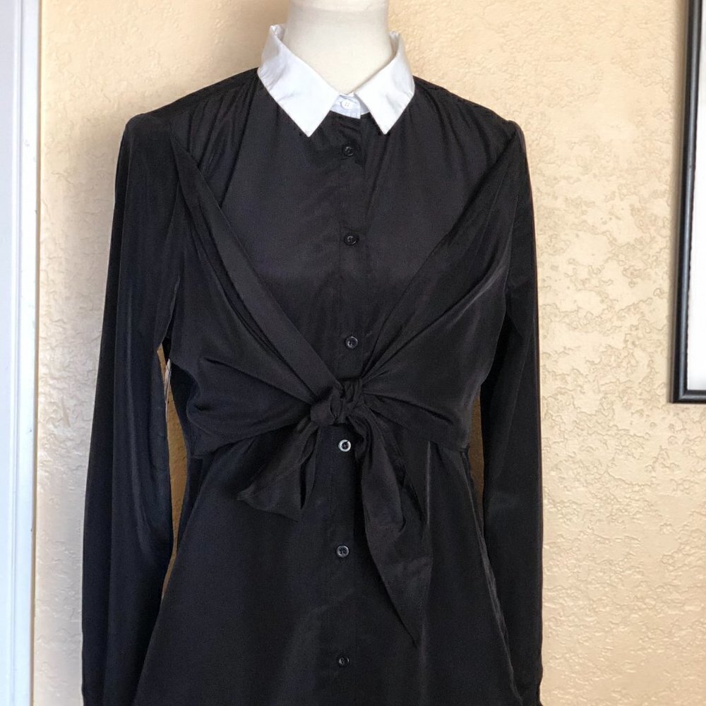 Nasty Gal Back in Black Tie shirt S - Picture 3 of 13
